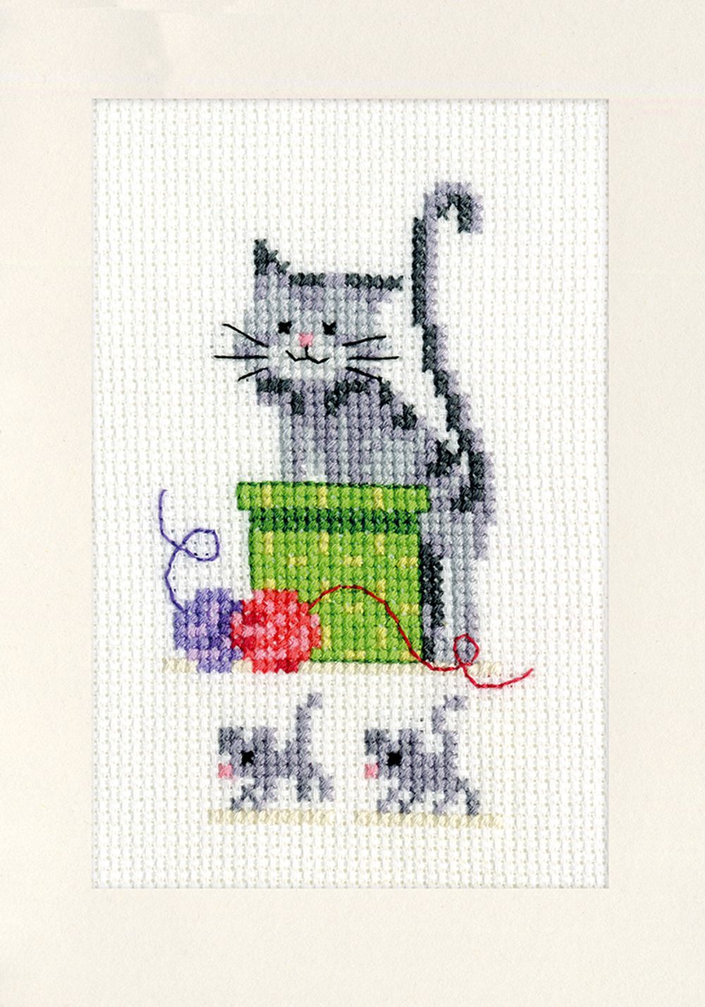 Набор для вышивания нитками Vervaco, Игривые кошки, 10.5х15 см