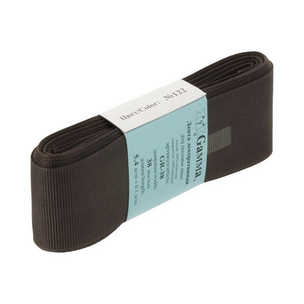 Лента репсовая нарезка 38.0 мм / 5 шт по 5.4 метра, 122 корчнево-серый, Gamma GR-38