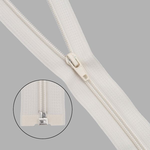 Молния спираль (витая) Т5 (5 мм) 1 зам., разъем., 40 см, 571 молочный, 10 шт