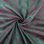 Ткань подкладочная (таффета) с рисунком 96 г/м², 100х145 см, 070 розово-зеленый (листья), Gamma JTR