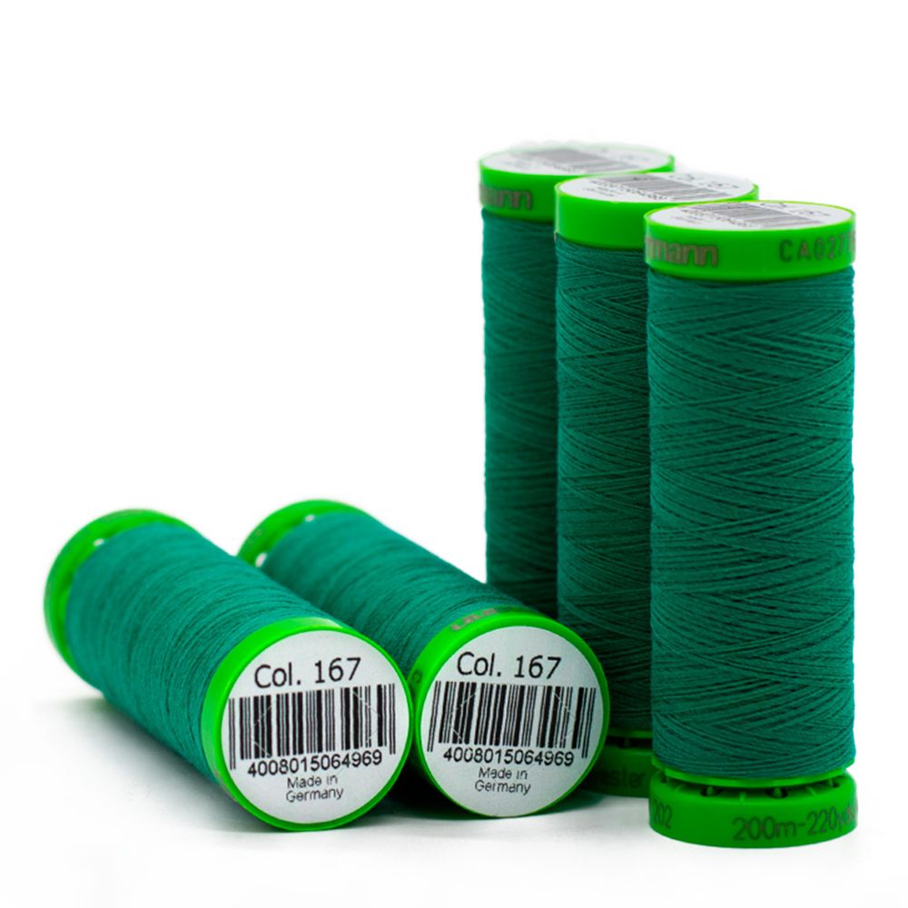 Нитки для тонких тканей Gutermann Extra Fine 150, 200м, 167 нефритовый, 5 катушек
