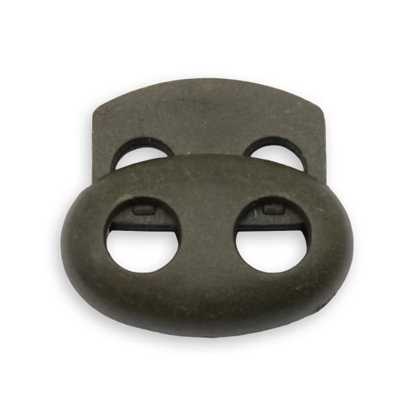 Фиксатор (зажим) для шнура пластик 2 отв., ⌀4.0 мм, 14х17 мм, овал малый ПП, 471 хаки, 100 шт