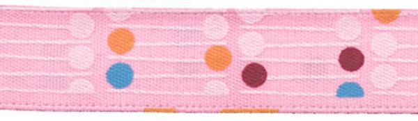Лента атласная с рисунком 12.0 мм / 5 шт по 3 метра, D12/066 круги/розовый, Gamma ALP-124