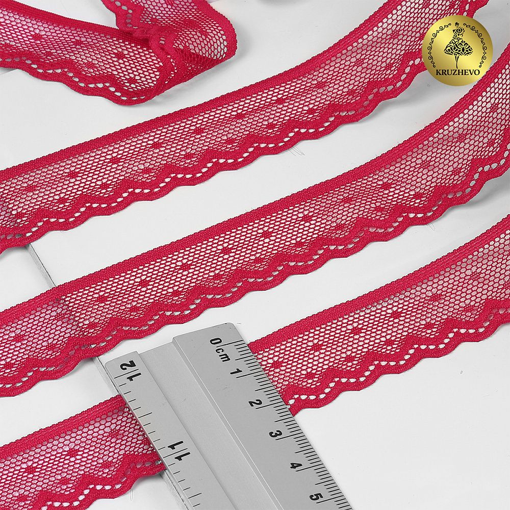 Кружево эластичное (стрейч) 25 мм, 8028, цв.S261 лесная ягода уп.50м, Kruzhevo