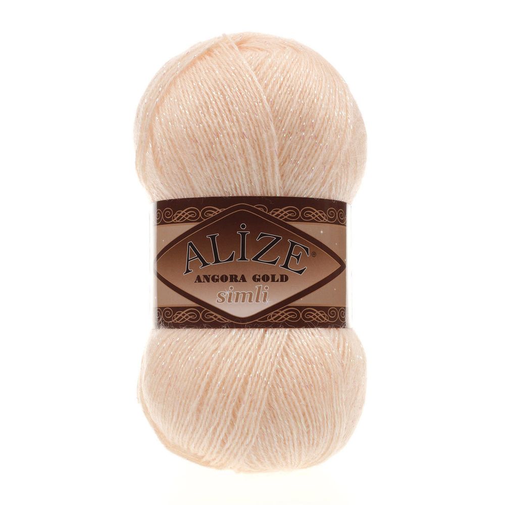 Пряжа Alize (Ализе) Angora Gold Simli / уп.5 мот. по 100 г, 500м, 681 ярко-персиковый A