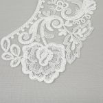 Пришивной кружевной воротник 100 мм, на сетке, 5 пар, Турция, белый/под серебро, Gamma VKRM-27-03