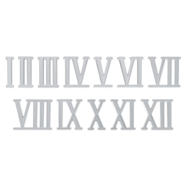 Цифры римские для часов, высота 15 мм, пластик (ZB-10164 серебро)