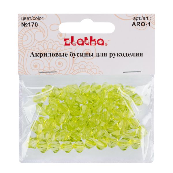 Бусины акрил 9х10 мм, 25 г (80±3 шт), 170 салатовый, Zlatka ARO-1
