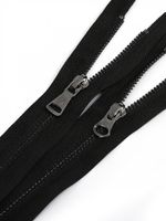 Молния металл Т5 (5 мм) 2 зам., разъем., 110 см, черный никель шлиф.звено, цв.F322 черный, 1 шт, Mzip