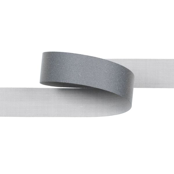 Лента светоотражающая (катафотная) [cpl:380], 15 мм / 50 метров, 65% п/э, 35% х/б, серый, Gamma JF9001