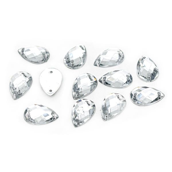 Стразы пришивные, акриловые, 8х13мм, 12 штук (капля) Astra&Craft (N38 прозрачный)