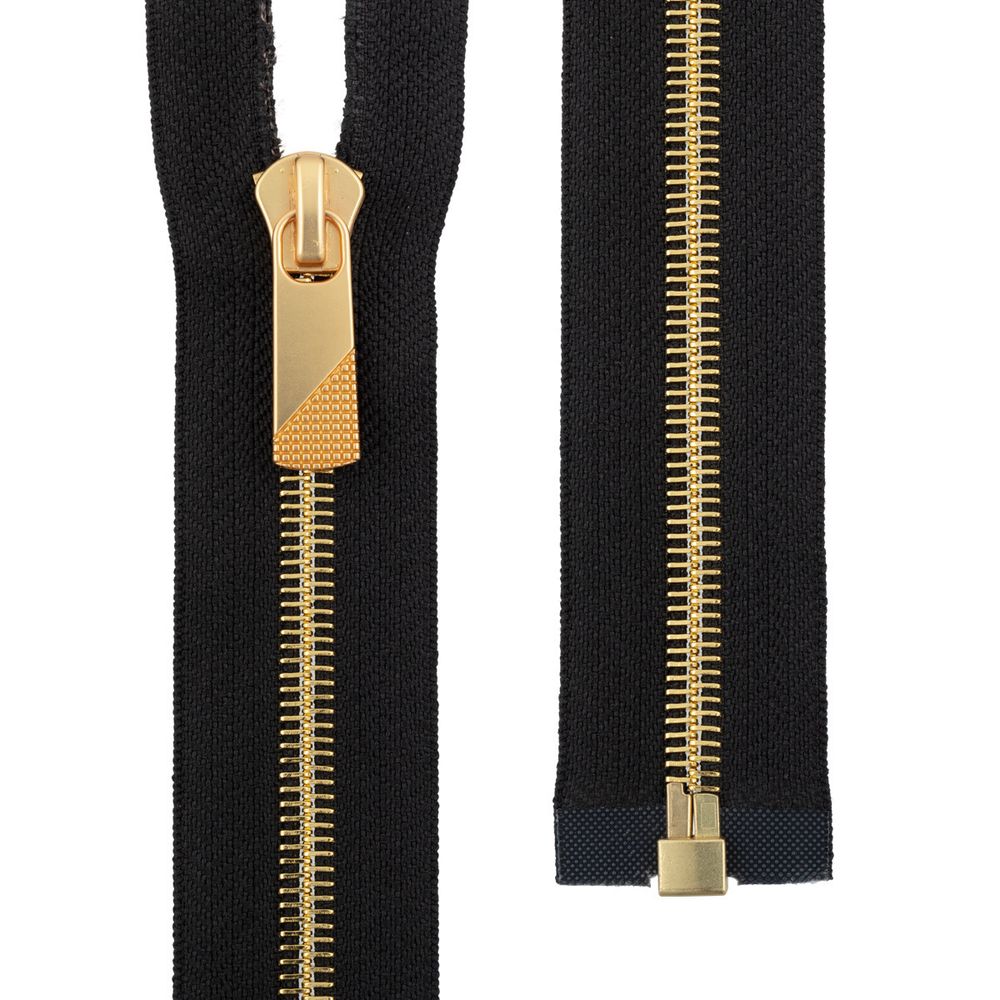 Молния металл Т8 (8 мм) 1 зам., разъем., 80 см, декор, золото, черный, KAP-8 Gamma, 5 шт