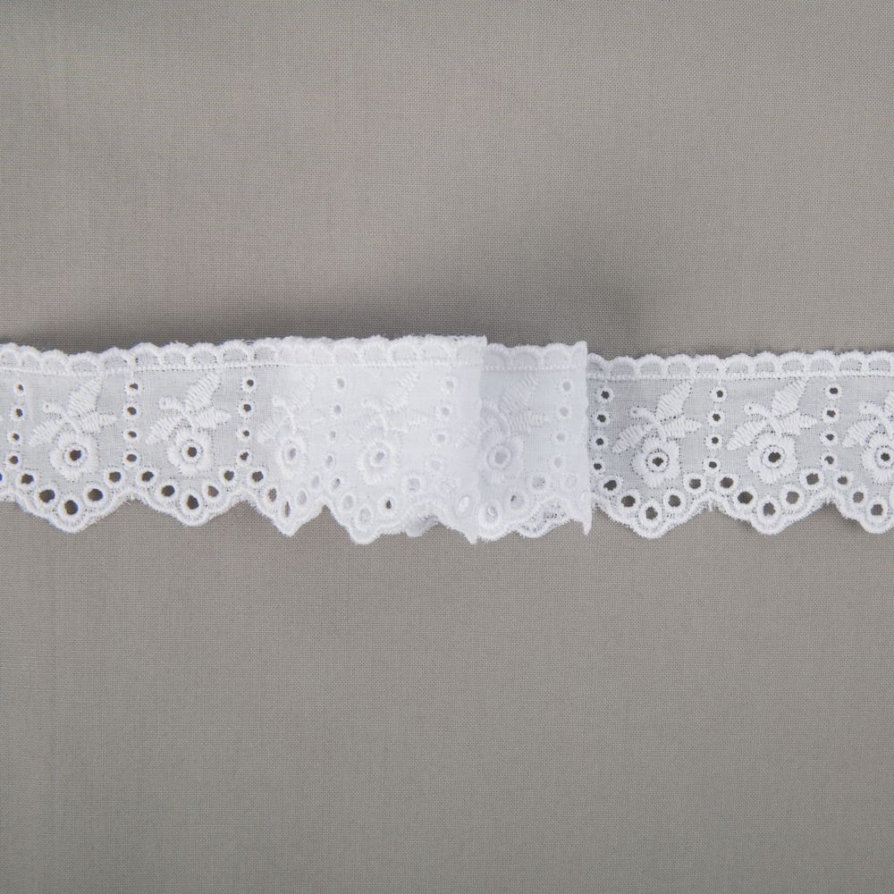 Кружево шитьё 40 мм / 9±0.2 метров, Турция, белый, Gamma GYEM-4002