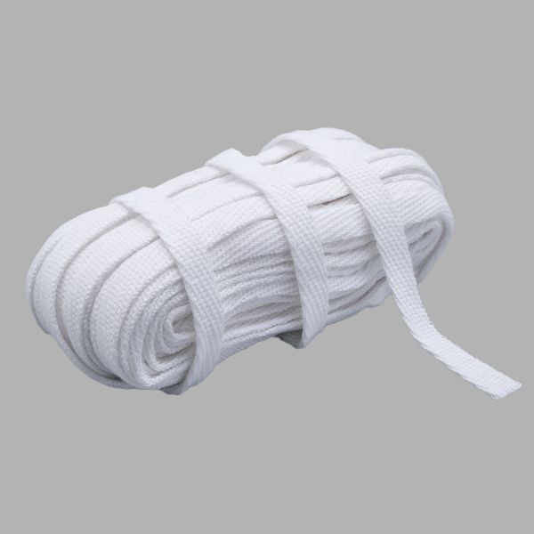 Шнур плоский плетеный х/б ⌀15.0 мм / 20 метров, цв.1 белый