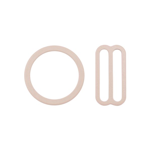 Набор фурнитуры для бюстгальтера металл (кольца ⌀18 мм + регуляторы 19 мм по 4 шт), 126 беж., 27832