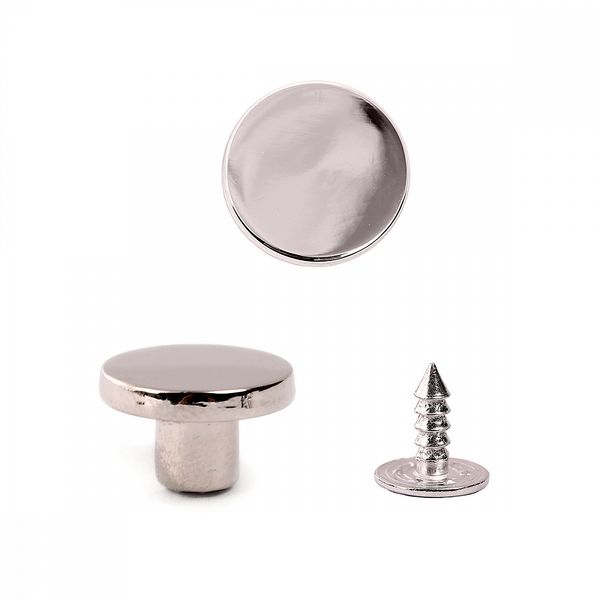 Пуговицы джинсовые ⌀15 мм, фиксированная ножка, металл, TBY-1356 никель уп.20 шт