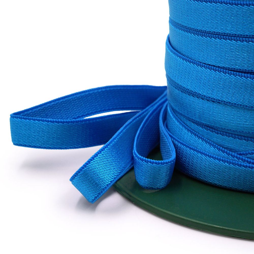 Резинка бельевая (бретелечная) люминесцентная блестящая 10.0 мм / 50 метров, голубой