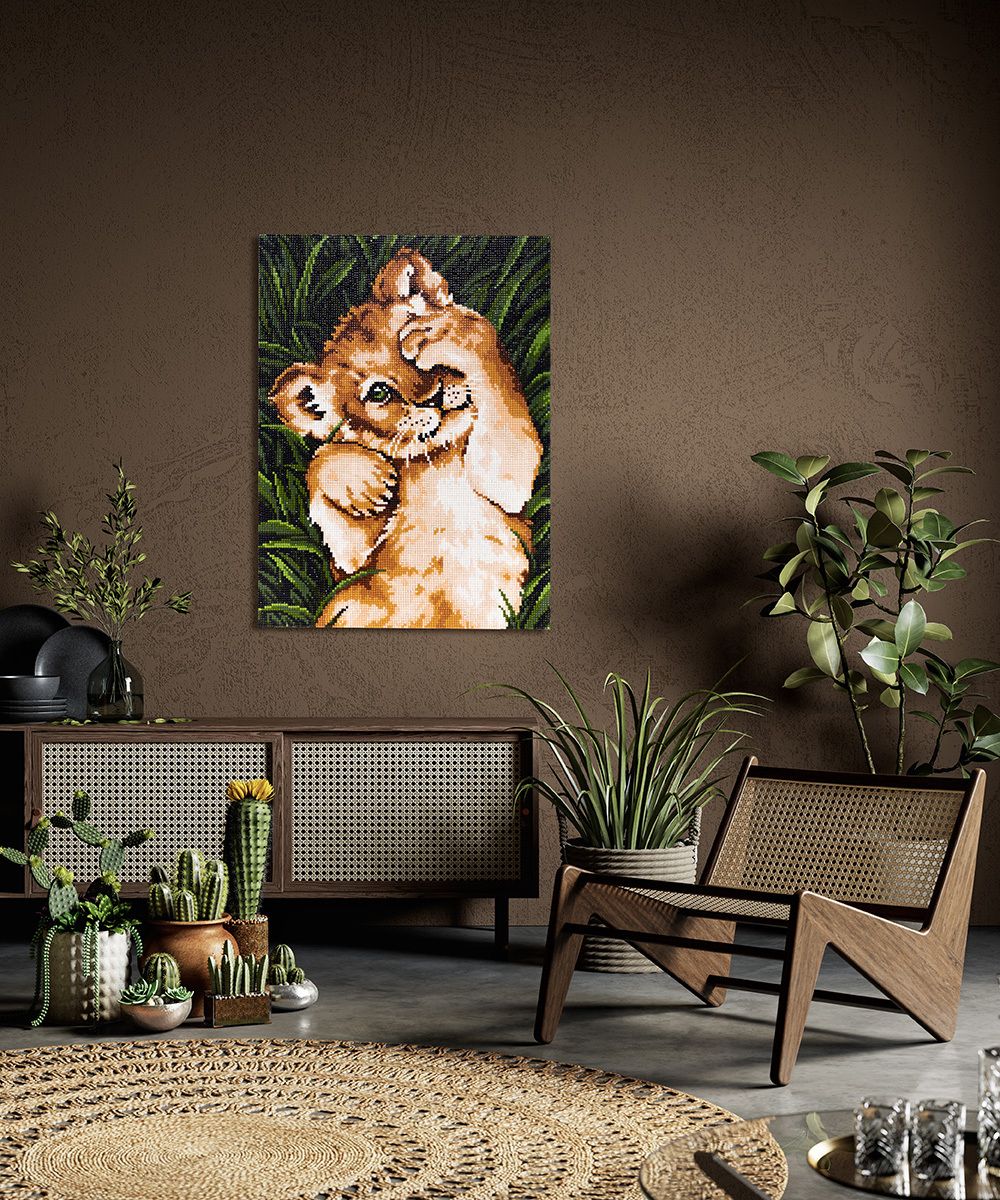 Алмазная (кристальная) мозаика Фрея, Львёнок 30х40 см