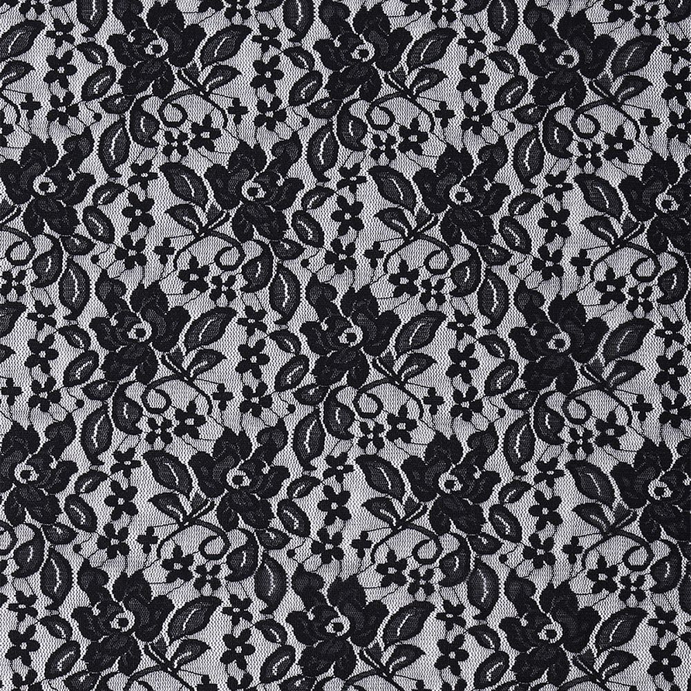 Ткань кружевная (гипюр стрейч) 90 г/м², 150 см / 1 метр, TBY.M0064 цв.черный