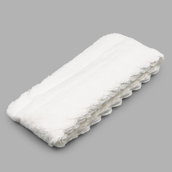 Кружево шитьё широкое 117 мм / 13.72 м, 100% хлопок, неотбеленный