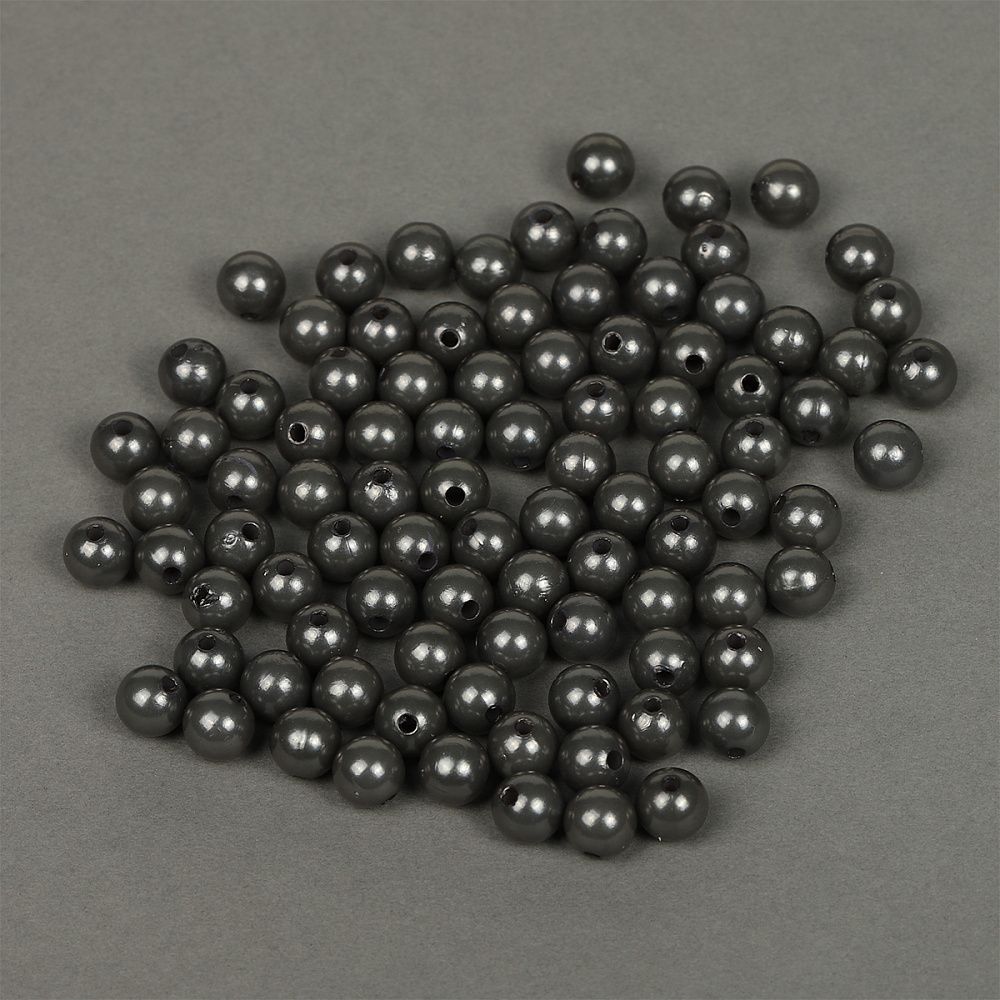 Бусины пластик (перламутр) ⌀10 мм, цв.029 серый, уп.500г (960 шт), Magic4Hobby