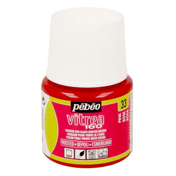 Краска по стеклу (под обжиг) матовая Vitrea 160, 45 мл, 112033 розовый, Pebeo