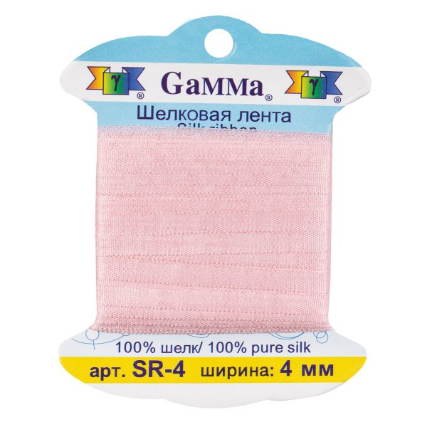 Лента (тесьма) шелковая 4.0 мм / 9.1±0.5 метров, 066 бл. розовый, Gamma SR-4