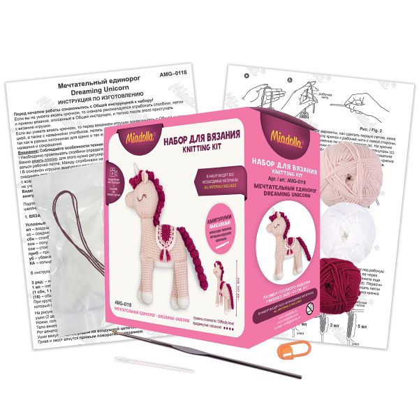Набор для вязания игрушки Miadolla, Мечтательный единорог, AMG-0118