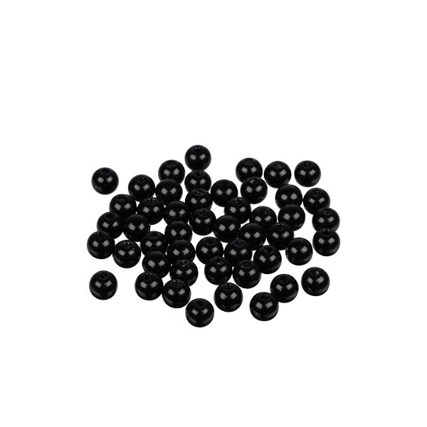 Бусины пластик ⌀8 мм, 50±2 шт, №02 черный, Zlatka PB-2