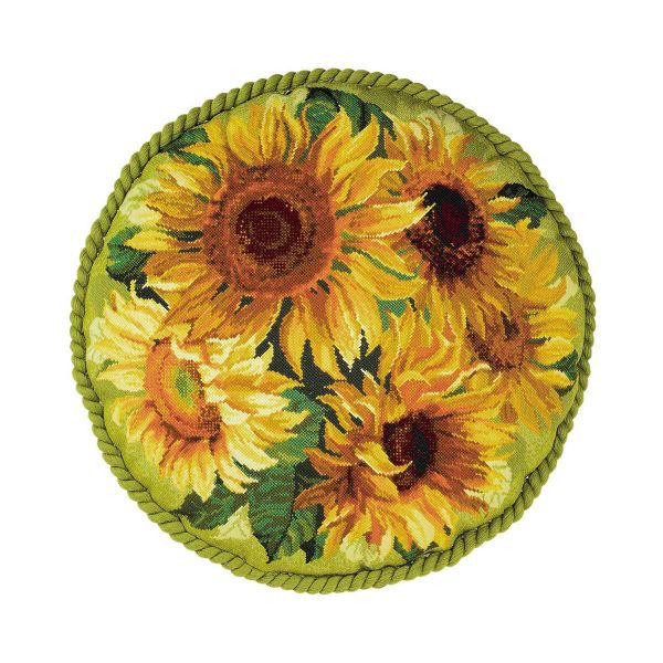 Набор для вышивания нитками Риолис, подушка Подсолнухи, 45х45 см