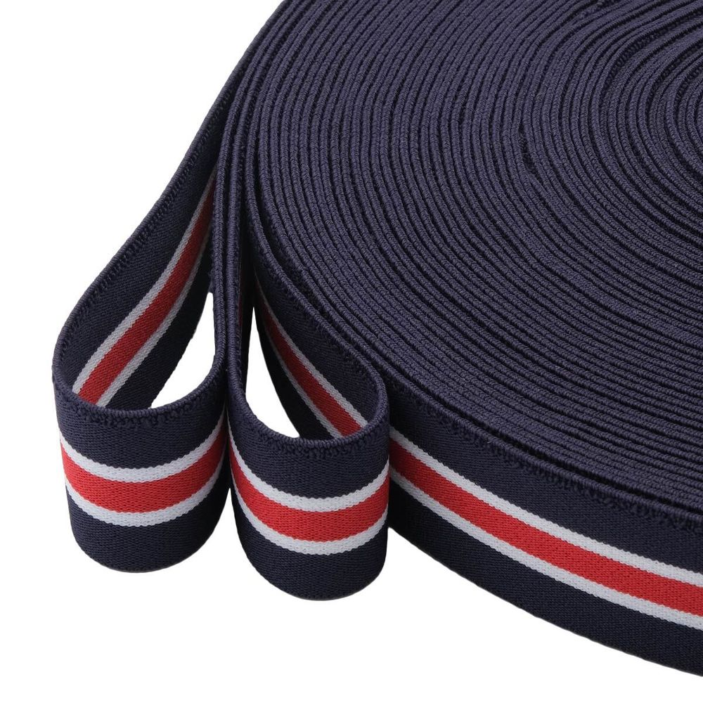 Резинка тканая 37.0 мм / 25 метров, т.синий/белый/красный