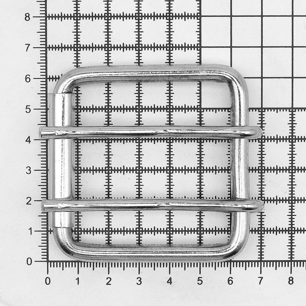 Пряжка ременная металл 51.5 мм (внешн. 63.5х63 мм, ⌀6 мм), 4 шт, роликовая, никель, П-10-18
