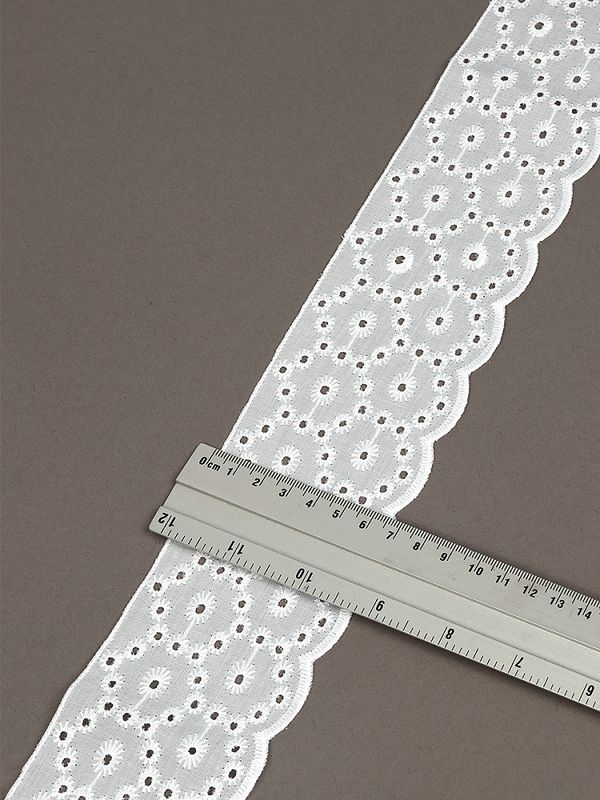 Кружево шитьё 70 мм / 2.7 метра, хлопок, TBY.0638, 01 белый