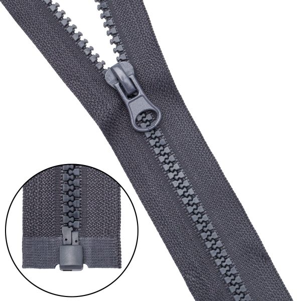 Молния трактор Т5 (5 мм) 1 зам., разъем., 65 см, 301 т.серый, 10 шт