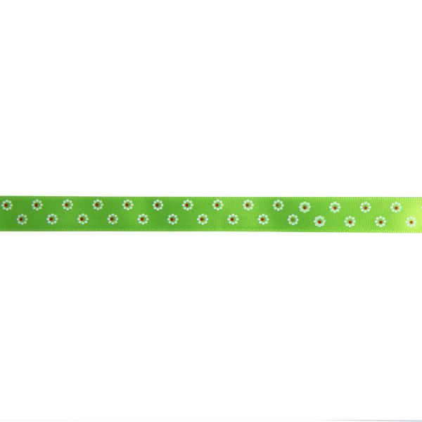 Лента атласная с рисунком 12.0 мм / 22.8 метров, F 1/147 цветы/салатовый, Gamma ALP-122