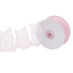 Лента декоративная с волнистым краем 38.0 мм / 18.29±1 метров, 100% органза, (нежно-розовый)