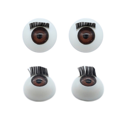 Глаза для кукол и игрушек с ресничками круглые 18 мм, 4 шт в упак, коричневый