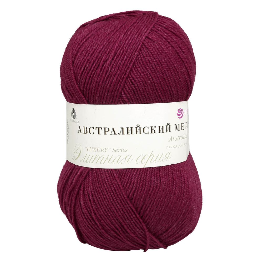 Пряжа Пехорка Австралийский меринос / уп.5 мот. по 100 г, 400 м, 07-Бордо