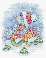 Набор для вышивания нитками МП Студия М-793, Снежная прогулка, 20х15 см