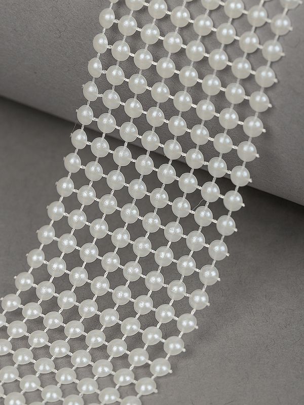 Лента с имитацией жемчуга 40 мм / 9.14 метров, TBYS13, цв.молочный