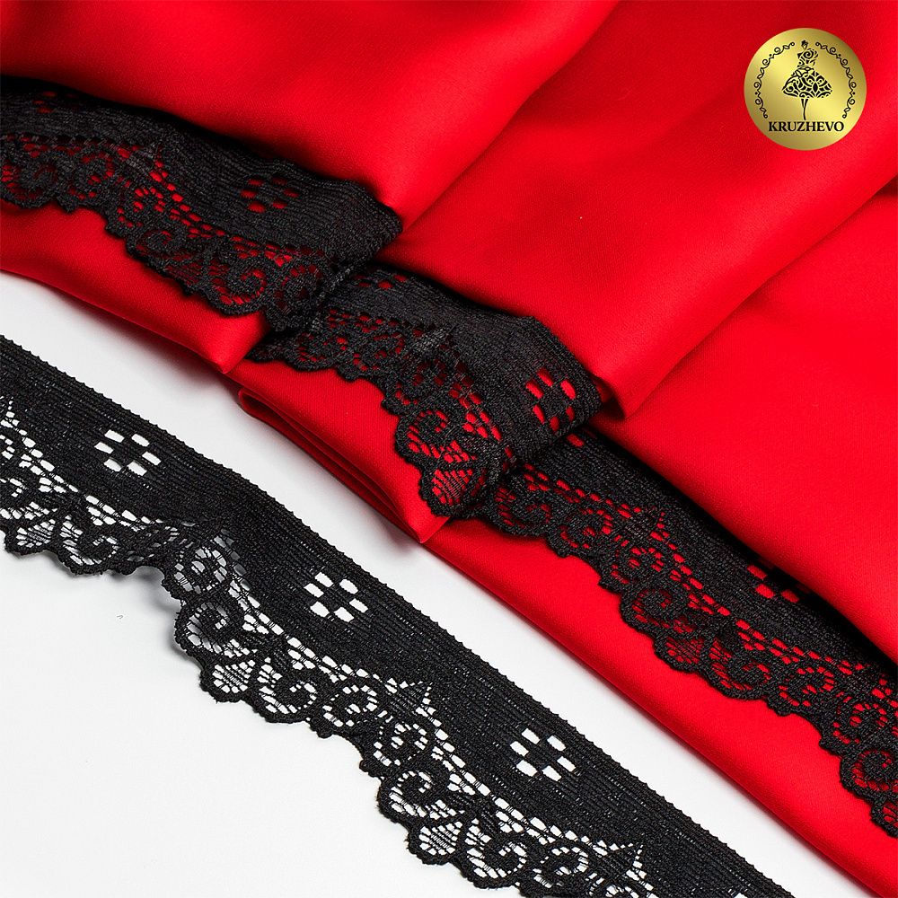 Кружево эластичное (стрейч) 30 мм / 5 метра, TBY.8029, цв.02 черный, Kruzhevo