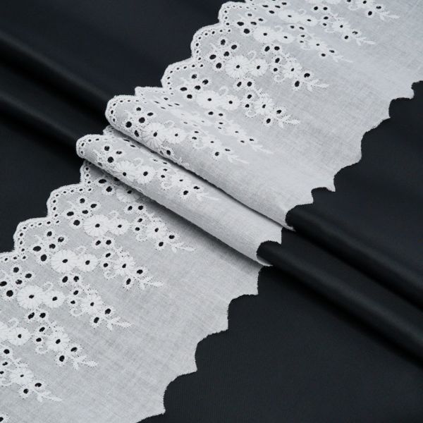 Кружево шитьё х/б 117 мм / 3.4 метра, цвет неотбеленный