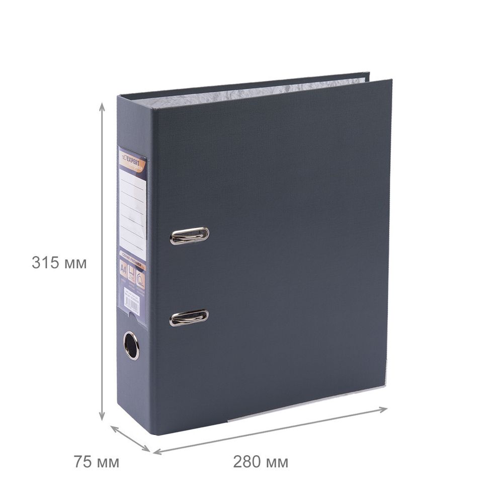 Регистратор PVC, мет.уг. 75 мм, 10 шт, Premier A4 арочный механизм, серый EC10222155, Expert Complete