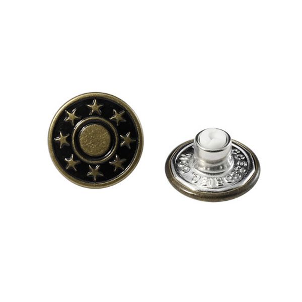 Пуговицы джинсовые ⌀17 мм, фиксированная ножка (БЕЗ ГВОЗДЯ), латунь, 50 шт, 511762