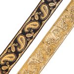 Лента (тесьма) жаккардовая 22.0 мм / 10±0.5 метров, Пейсли, 22807 черный/золото