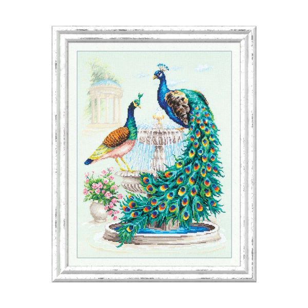 Набор для вышивания нитками Чудесная игла, Павлины 30х40см
