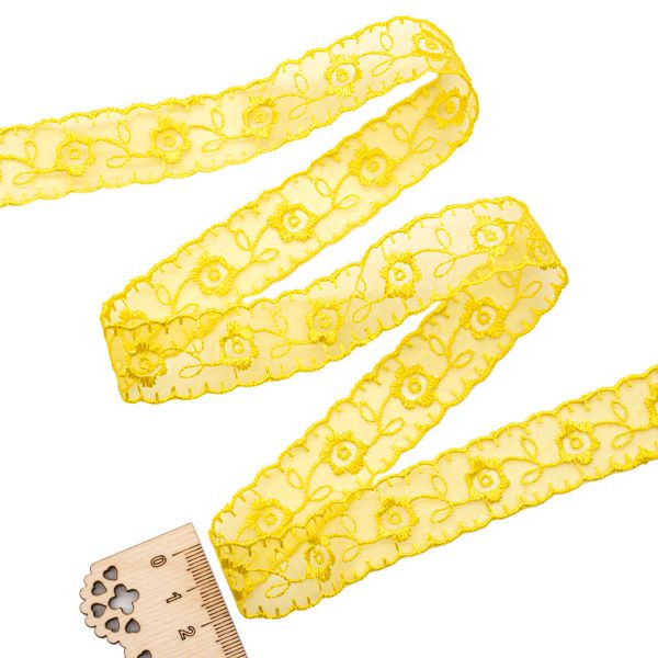 Кружево капроновое 22 мм / 6.8 м, (±4 см) 0574-1003, A517 желтый