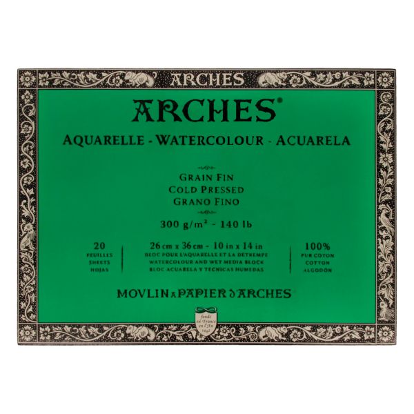 Альбом для акварели CP Watercolour 100% хлопок 300 г/м², 36х26 см, склейка с четырех сторон 20 л, среднезернистая, Arches A1795061