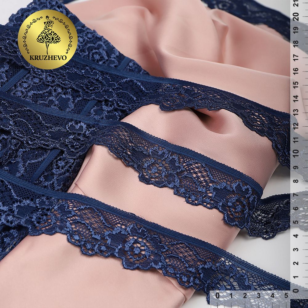 Кружево эластичное (стрейч) 30 мм / 10 метров, арт.L839, цв.S919 т.синий