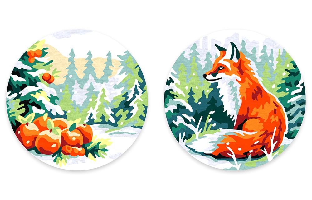 Картина по номерам Фрея PNBM-019, Яркая зима, (на магните) 9х9 см